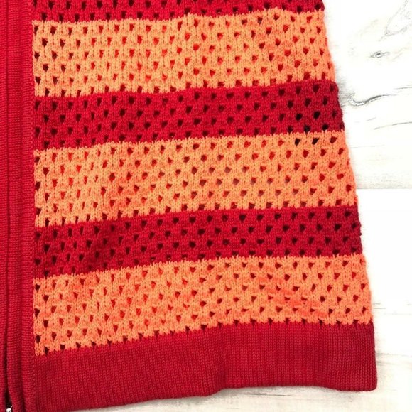 Rondina $235 Women Cardigan Striped Zip Red Coral - Picture 8 of 12